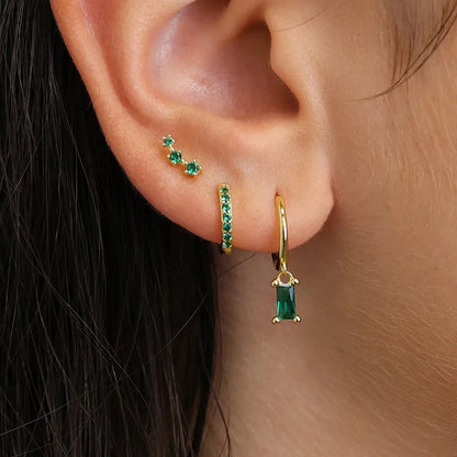 3 Pairs Exquisite Zircon Little Huggies Hoop Earrings Set for Women Stainless Steel Unique Cartilage Earring Piercing Jewelry Badiee Stylez