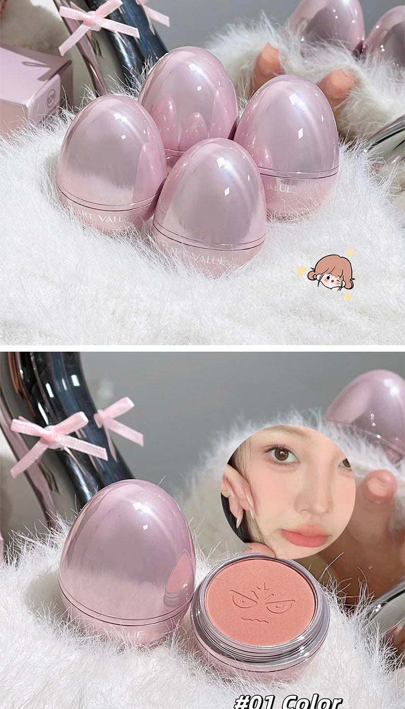 No-Mischief Blush - Multi-functional Solid Makeup Egg for Low-Saturation Gray-Pink Tint with Flawless Finish