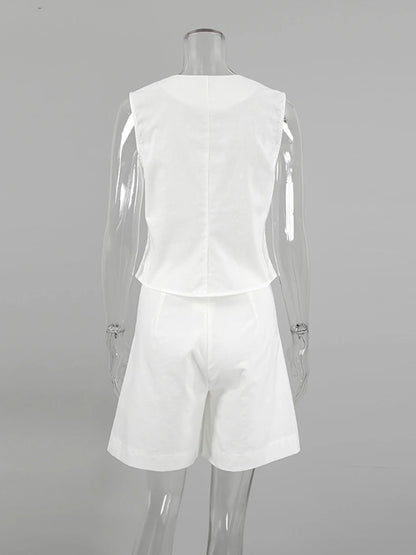 Marthaqiqi Loose Cotton Women'S Pajamas Sets Sexy V-Neck Sleepwear Tank Tops Nightwear Casual Shorts Femme Summer Pyjamas Suits