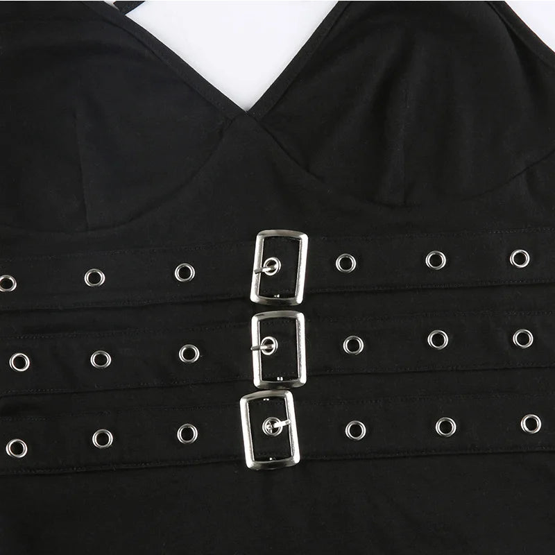 y2k Bandage Crop Top Black Backless Top Lace Up Cute Party Beach Summer Sweats Women Retro Basic Mini Vest Punk