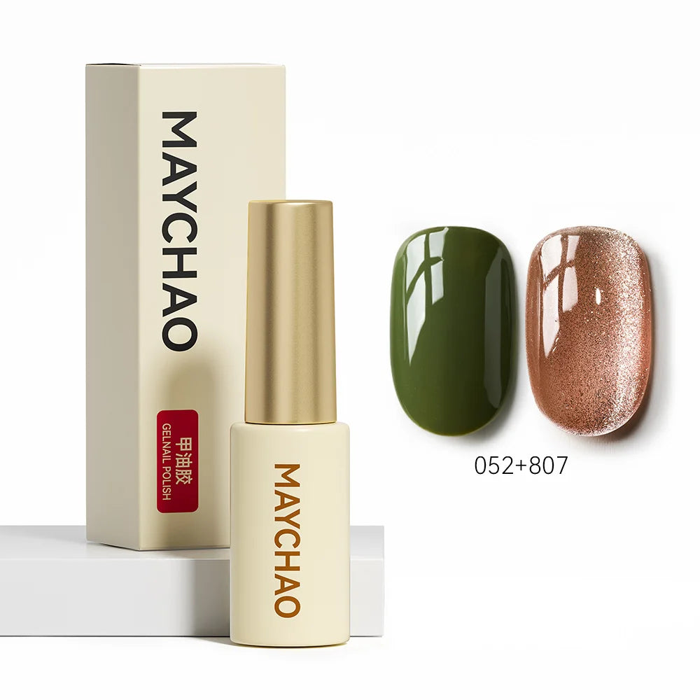 MAYCHAO 5ML Gel Nail Polish 9D Laser Diamond Glitter Cat Eye Gel Semi-Permanent Soak Off UV LED Gel Nail Manicure Tools Nail Art 052And807