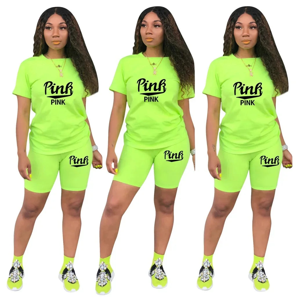Hot Sale Of The Season round Neck Short Sleeve Printed Home Leisure Base Layer Set Multicolor Summer Bottoming Outfit Women's Sk Badiee Stylez