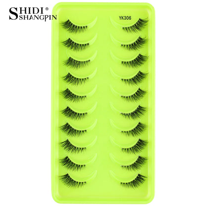 SHIDISHANGPIN 5/10Pairs False Lashes Cat Eye Eyelashes Eyelash Extension 3D Mink Half Lashes Natural Makeup faux Cils maquiagem 10 Pairs YK306