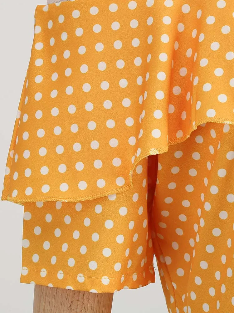 Off the Shoulder Elegant Vintage Party Dress Women Summer Polka Dot Ruffles A Line Midi Dresses
