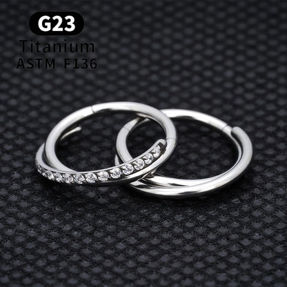 F136 G23 Titanium Nose Ring 16G Hinged Segment CZ Septum Clicke Daith Earrings Hoops Ear Cartilage Tragus Helix Piercing Jewelry