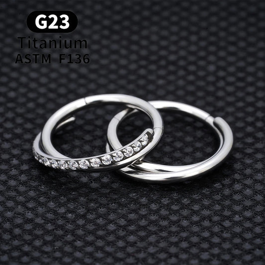 F136 G23 Titanium Nose Ring 16G Hinged Segment CZ Septum Clicke Daith Earrings Hoops Ear Cartilage Tragus Helix Piercing Jewelry