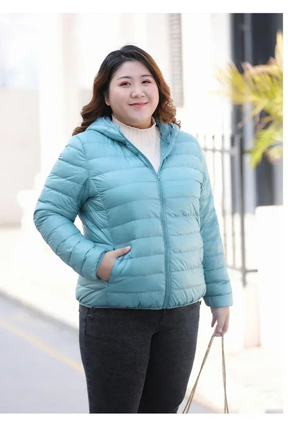 2024 Hooded Jackets Autumn Plus Size 7xl 6xl 5xl Fall Women's Lightweight Water-Resistant Packable Winter Warm Female Down Coats