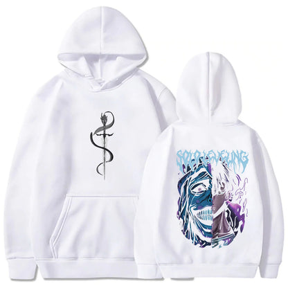 Solo Leveling Statue of God Hoodie Sung Jinwoo Hoodie Anime Graphic Tees Anime Sweatshirts Women Men Gift Streetwear WHITE