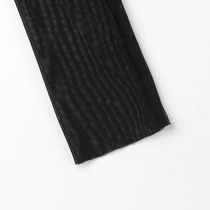 Y2k Summer New Solid Color Long Sleeve Off Shoulder Dresses Sexy Wrap Hip Mesh See Through Ruched Patchwork Long Dress 2024 New