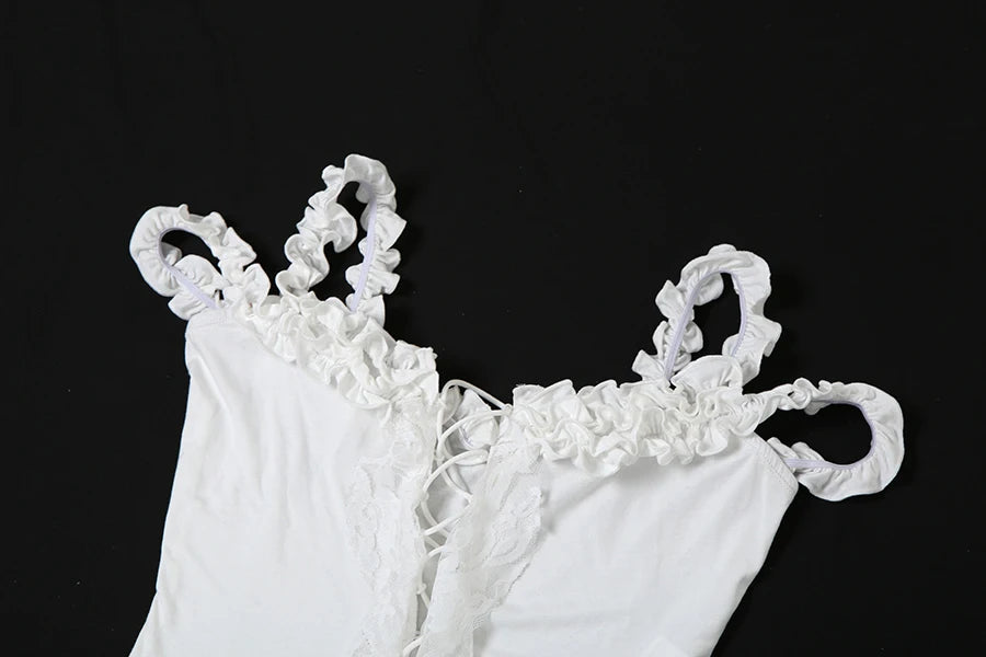 Sylcue Summer New Fashionable High Street Sweet Gentle Sexy Youth Girls Solid Color Shoulder Fringe Long Top