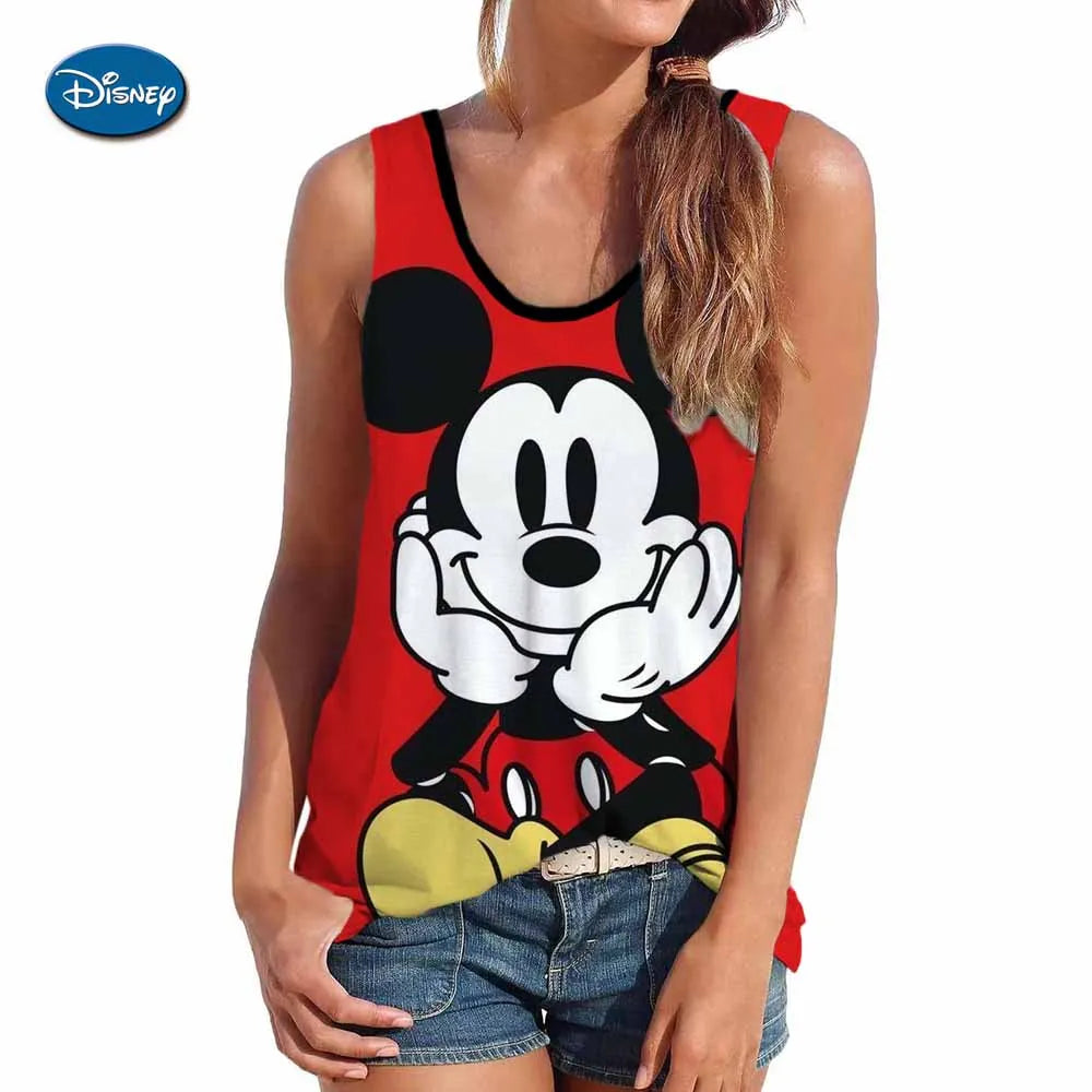 2024 New Style vest For Women Disney Mickey Mouse Print Female Oversized vest top Summer Women Clothing Sleeveless Fashion BXZ8DA0104