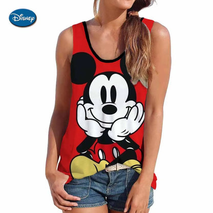 2024 New Style vest For Women Disney Mickey Mouse Print Female Oversized vest top Summer Women Clothing Sleeveless Fashion BXZ8DA0104