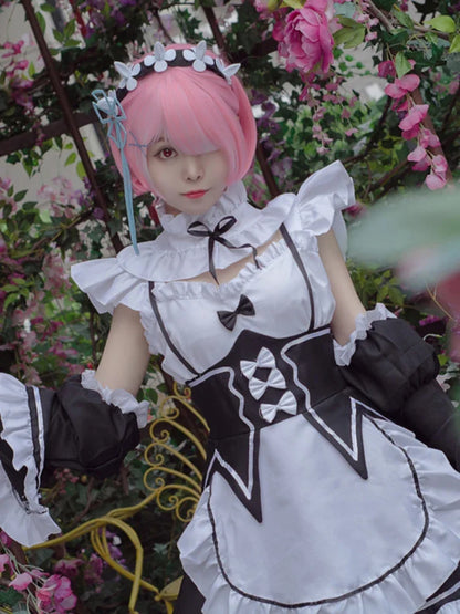 CP5XL Maid Lolita Chemise Cosplay Role Playing Costumes For Party Club Stage Apparel Bow Ties Ball Gowns Waitress Uniform Plus KYTF11-White