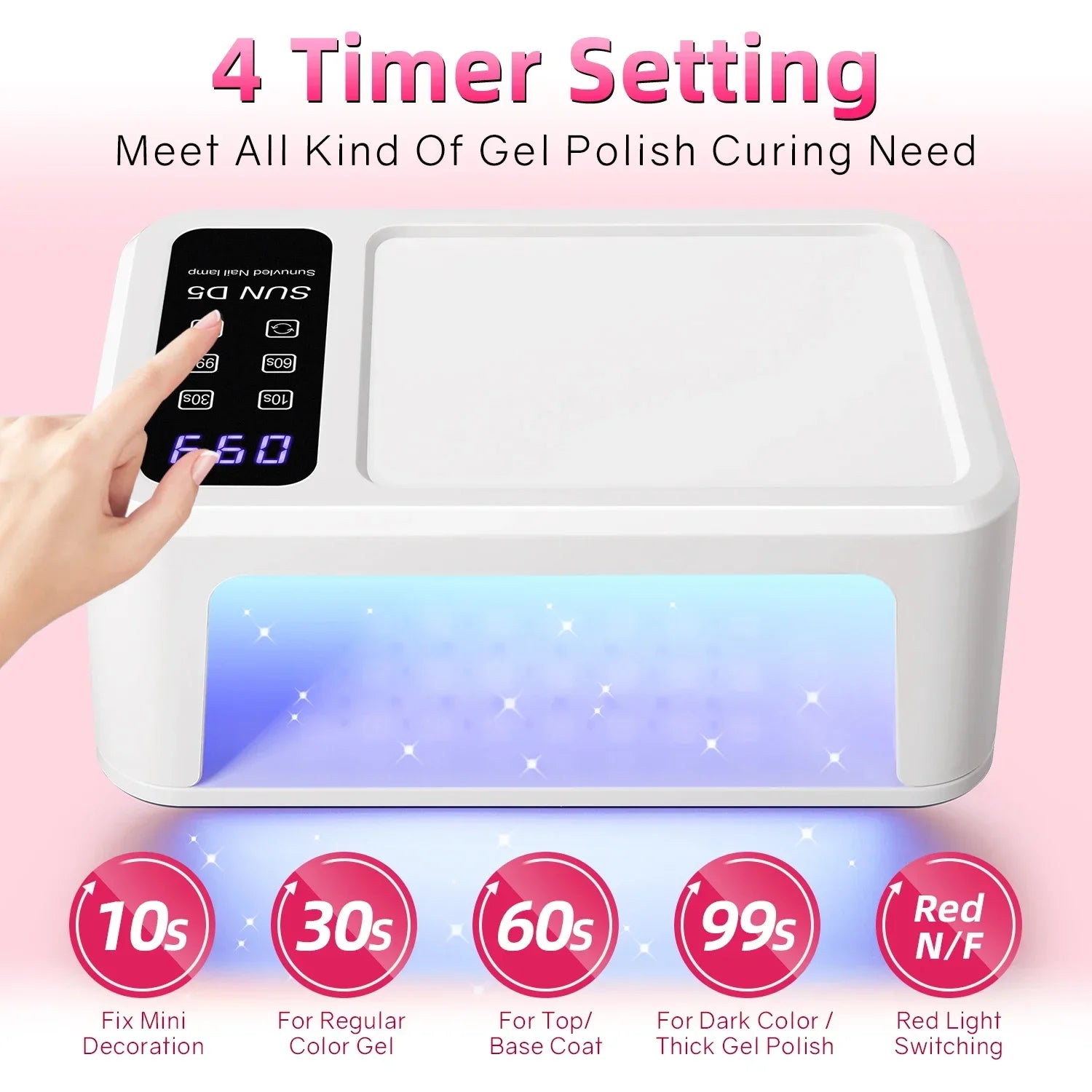140 Beads Professional UV LED Nail Lamp For Nails 480W Fast Curing Gel Polish Lamp With LCD Display Screen Smart Sensor