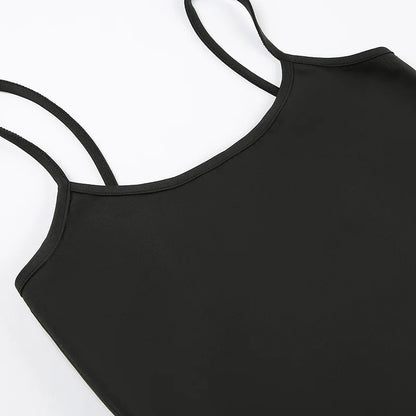 Summer Casual Sleeveless Spaghetti Strap Top Women Harajuku All-match Cropped Tops y2k Vintage Clothing