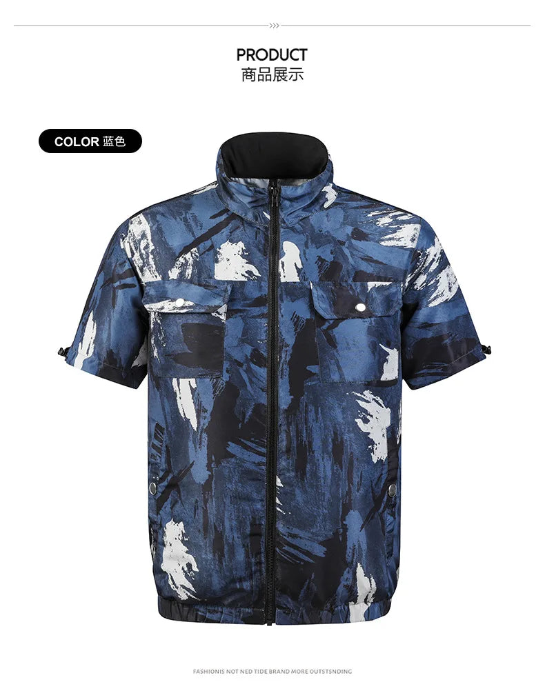 Summer air conditioning clothes men's short sleeve work clothes charging refrigeration anti-heat cooling fan sunscreen clothes