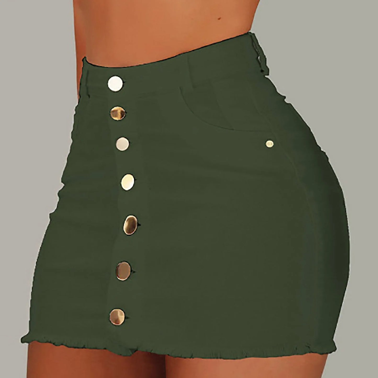 Jeans Skirt Women Shorts Comfortable Soft Breathable Denim Short Skirts Elastic Fashionable Hip Skirt Ruffle Table Skirt Green