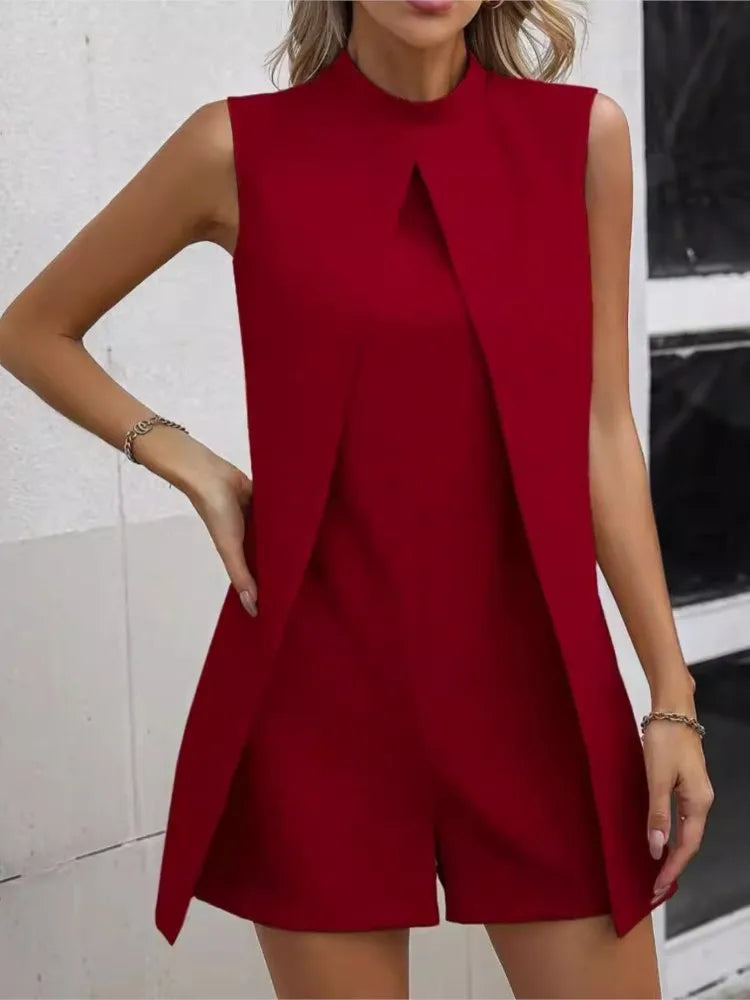 Summer Jumpsuit Women Fashion Solid O Neck Sleeveless Chic Playsuit Elegant Clothes Female Casual Jumpsuits Badiee Stylez