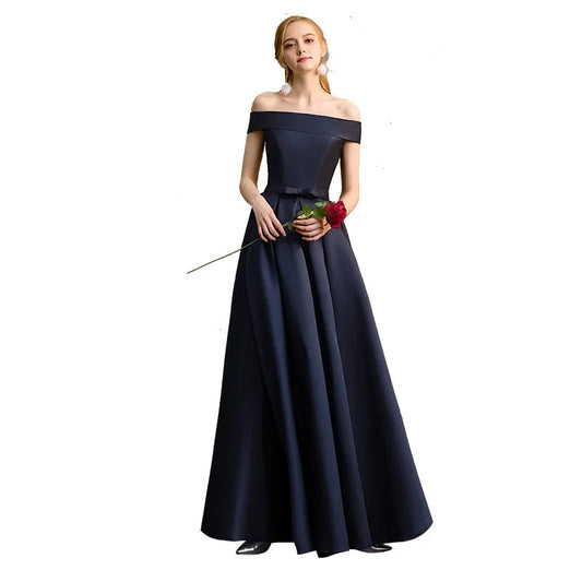 Long Bridesmaid Dress Spring/Summer 2025 New Temperament Satin Bridesmaid Sisters Dress Black Banquet Evening Dress Badiee Stylez