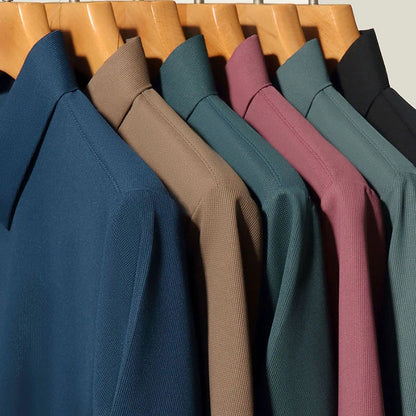 Men's Polo Shirt - Breathable & Comfortable Solid Color Top for Casual Business Style