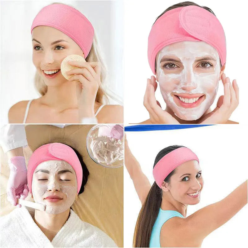 Hot Sale Soft Toweling Headbands for Face Washing Bath Makeup Hair Band for Women Adjustable SPA Headband Cosmetic Headband