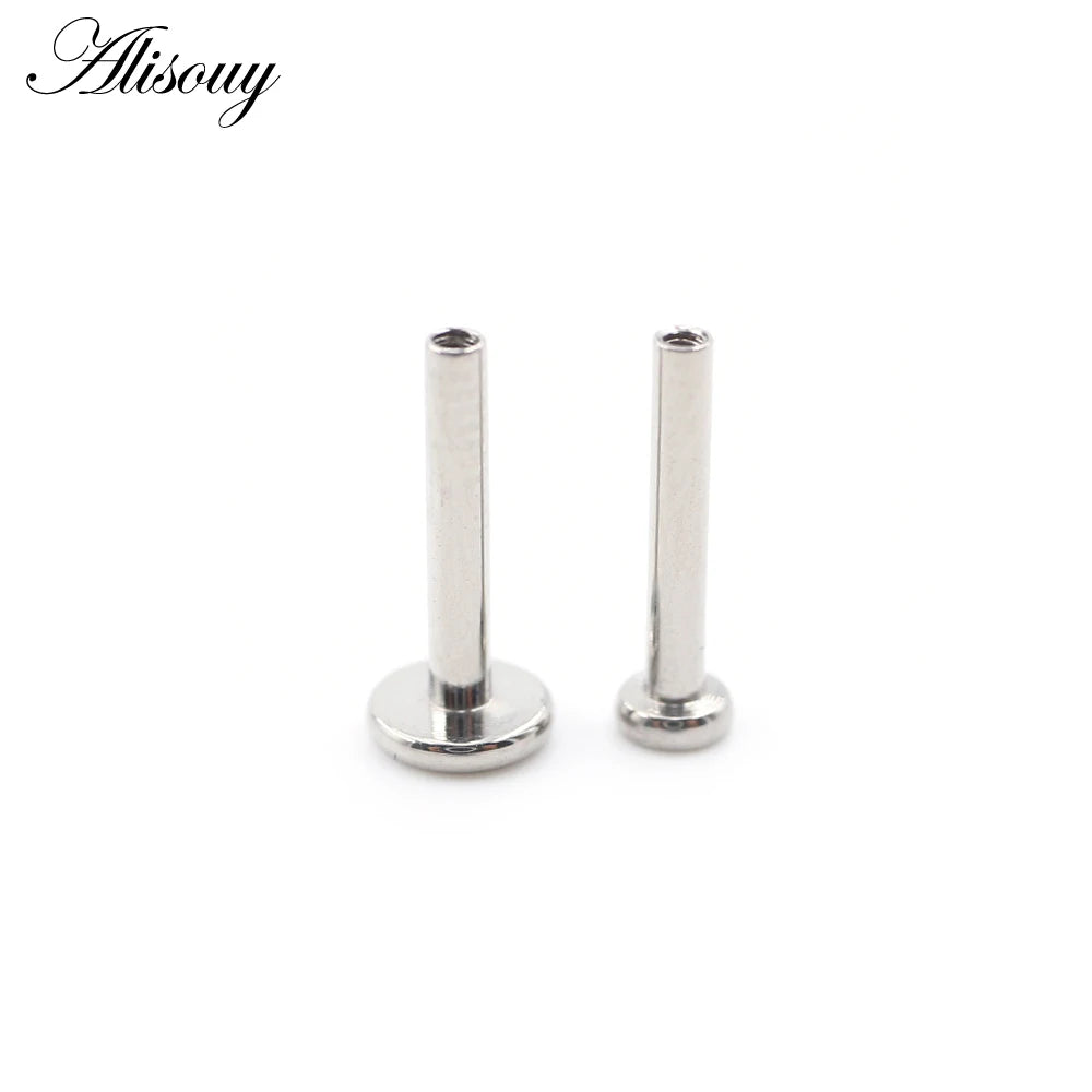 Alisouy 1PC G23 Titanium Internally Threaded Labret Shaft Lip Replacement Flat Bar Ear Tragus Stud Earring Body Piercing Jewelry