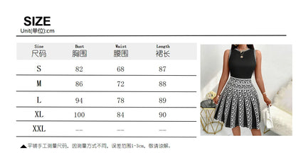 Dress 2025 Summer Commuter Color Contrast Printed Round Neck A-line Sleeveless Dress Short Skirt Casual Fashion Mini Dress Women