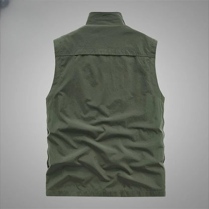 Men's Summer vest 2024 Thin Style Multi Pocket Waterproof Durable Large Size Casual Outdoor Travel Vest Men's Sleeveless Jacket