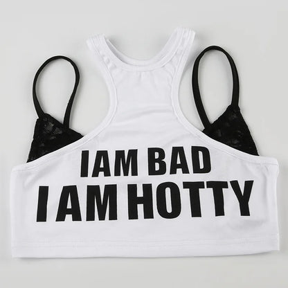 PixieKiki Letter Print Fake Two Pieces Racerback Tank Top Women Trendy Clothes 2024 Summer Y2k Crop Tops Streetwear P67-CA10