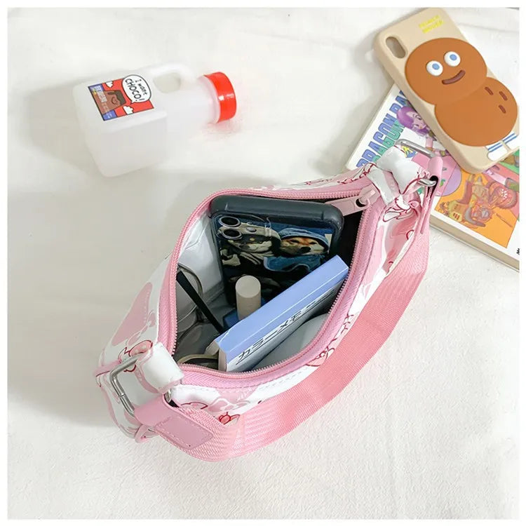 Miniso Hello Kitty Underarm Bag for Women Y2K Sanrio Kuromi Mymelody Messenger Tote Bag Cute Girls Shoulder Bag Purses Handbag