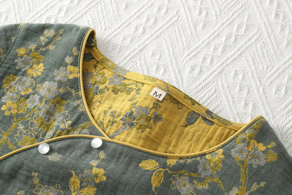 Chinese Style Women's Pajamas, Pure Cotton, Retro Color, Woven Jacquard, Home Clothing, Long Sleeves Trousers, Diagonal Collar