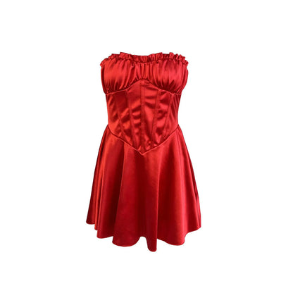 Sexy Mini Dress for Women European and American Style Fishbone Tank Top Cross-Border New Arrival Summer Fashion Female Clothing