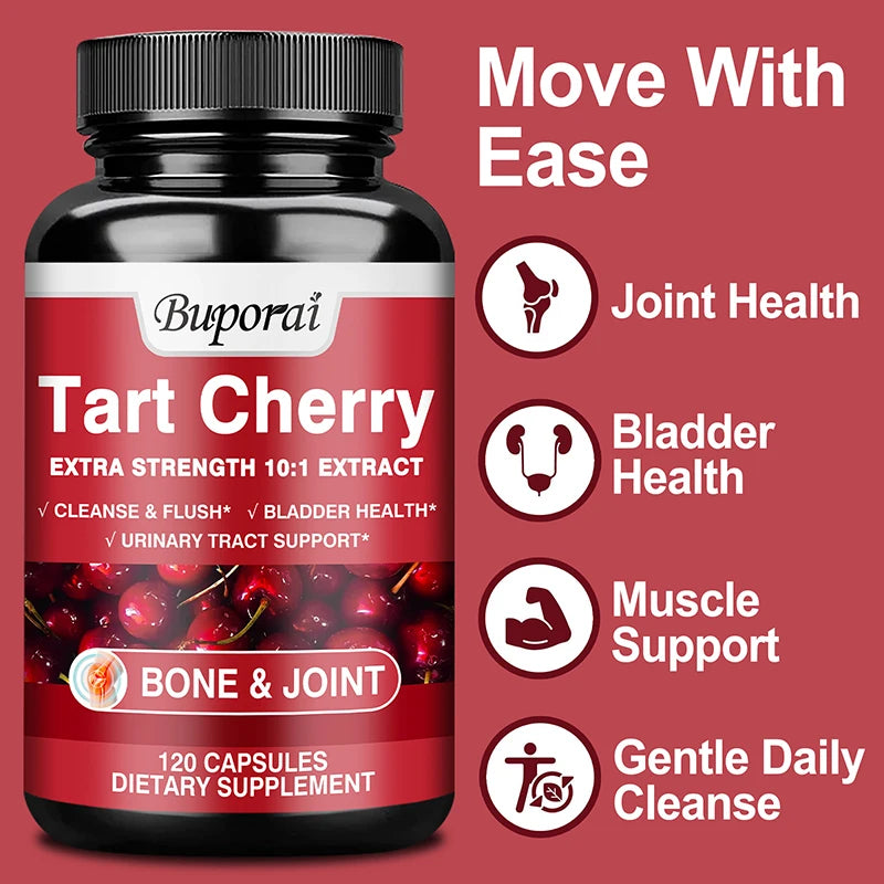 Tart Cherry Capsules - Uric Acid Cleansing, Joint Health, Promotes Muscle Recovery, Antioxidant