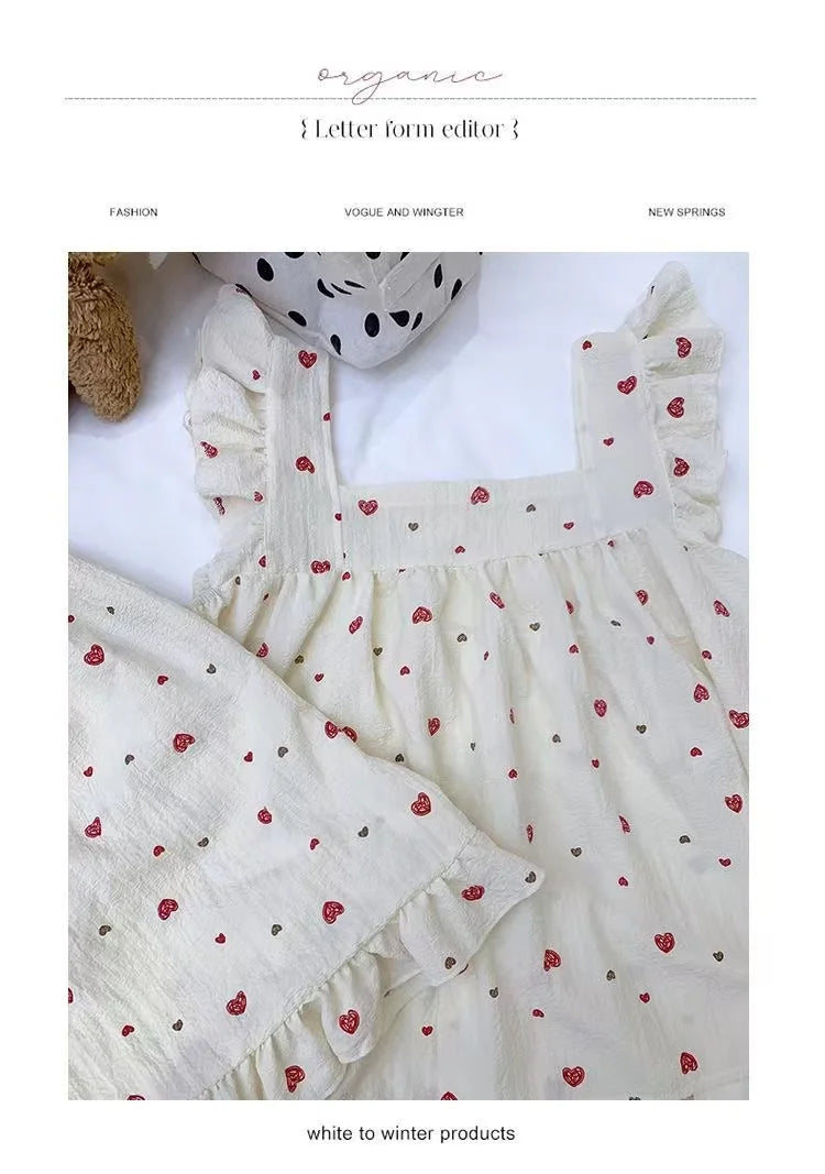 Summer Spwear Women's 2025 New Japanese Sle Fre Vest orts Woven Cotton Thin Home Clothes Set Sweet Print ort Pants