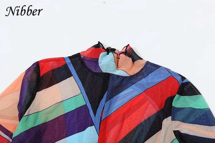 Nibber Sexy Colorful Print Jumpsuit Women Zip Y2K Full Sleeve O-Neck Turtleneck Autumn Trend Skinny Stretch Workout Overalls Badiee Stylez