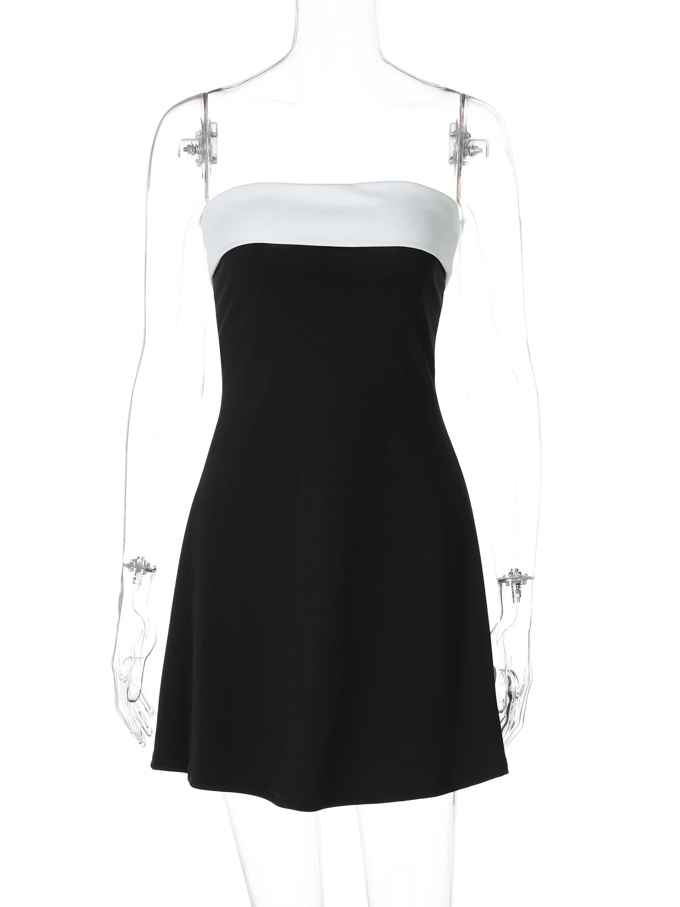 Hugcitar Color Block Strapless Patchwork Sexy Bodycon Mini Dress 2025 Summer Women Elegant Clothes Evening Party Festival