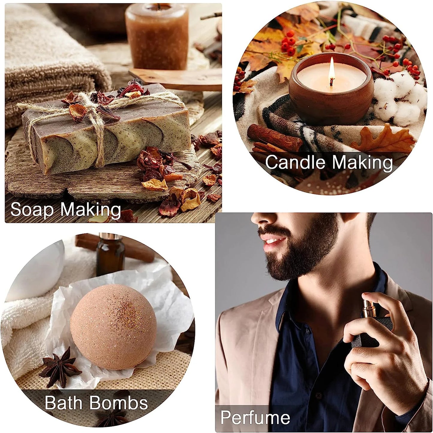 EUQEE 10ML Men's Fragrance Oil For Car Diffuser,Making Candle Leather Forest Pine Coffee Cake Cedarwood Bay Rum 1pcs/3pcs/6pcs - Badiee Stylez