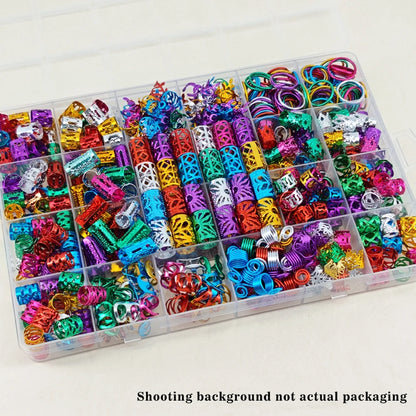 280pcs Alloy Hair Accessories Set, Elegant BOHO Style, Hollow Beaded Designs, Round Shape, Solid Color Hair Jewelry