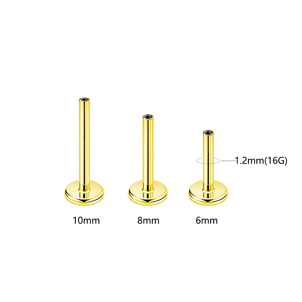 Moon Flat Back Earrings Star Labret Piercing Tragus Heart Internal Thread Cartilage Helix 100% 316L Stainless steel Body Jewelry Badiee Stylez