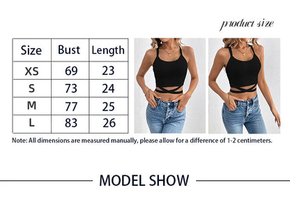 Solid Crisscross Halter Top, Tie Back Sleeveless Party Wear Top, Women's Clothing