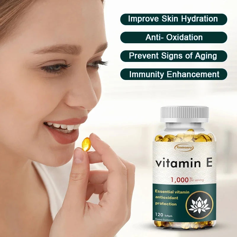 Vitamin E Capsules - Facial Care, Skin, Heart Health, Anti-Aging, Antioxidant