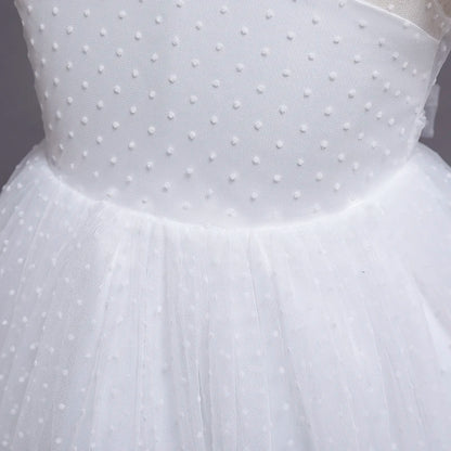 Elegant Girl Fluffy Dress Flower Baby Wedding Ceremony Costume Birthday Outfits White 1st Communion Tutu Gown Kids Gala Clothes