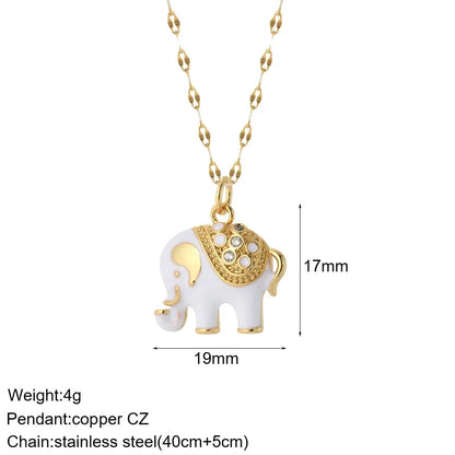 Heart Evil Blue Eye Sun Necklace for Women Cute Dog Bee Elephant Gold Color Pendant Woman's Collars Long Stainless Steel Chains NK008G2AC210261G6