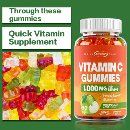 Vitamin C Gummies - Antioxidant, Promotes Collagen Production, Skin Glow, Supports Heart, Immune Health, Vegetarian