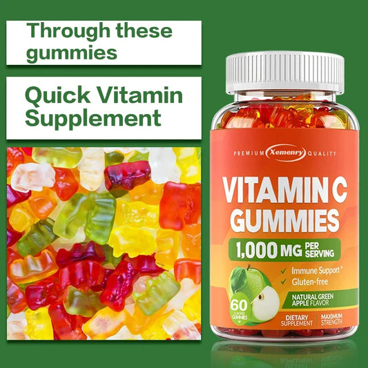 Vitamin C Gummies - Antioxidant, Promotes Collagen Production, Skin Glow, Supports Heart, Immune Health, Vegetarian