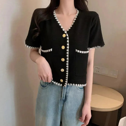 Plus Size Knitted Short Sleeve Open Cardigan for Women Elegant Slimming Style Summer Thin Material Big Size Fashionable