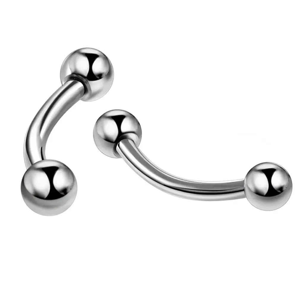 6Pcs Eyebrow Piercing Banana Shape Lip Ring Stainless Steel Curved Barbell Stud Helix Navel Cartilage Earring Body Jewelry