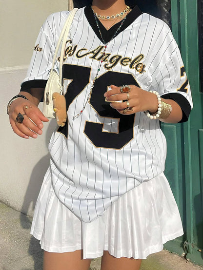 Los Angeles No.79 Football Jersey American Style Street Jersey V-neck Short Sleeve Summer Trend Oversized Casual Fashion Tshirt wjr327042