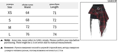 Goth American Fashion Plaiding Irregular Tractor Sexy Skirt for Women Summer Street Hip-hop Y2K Subculture Punk Style Skirt