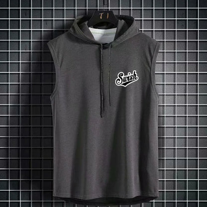 New Summer Hooded Sweatwear New Mens Short Sleeve Loose T-shirt Solid Color Lightweight Hoodie Fitness Breathable Collar Tops Picture color 5